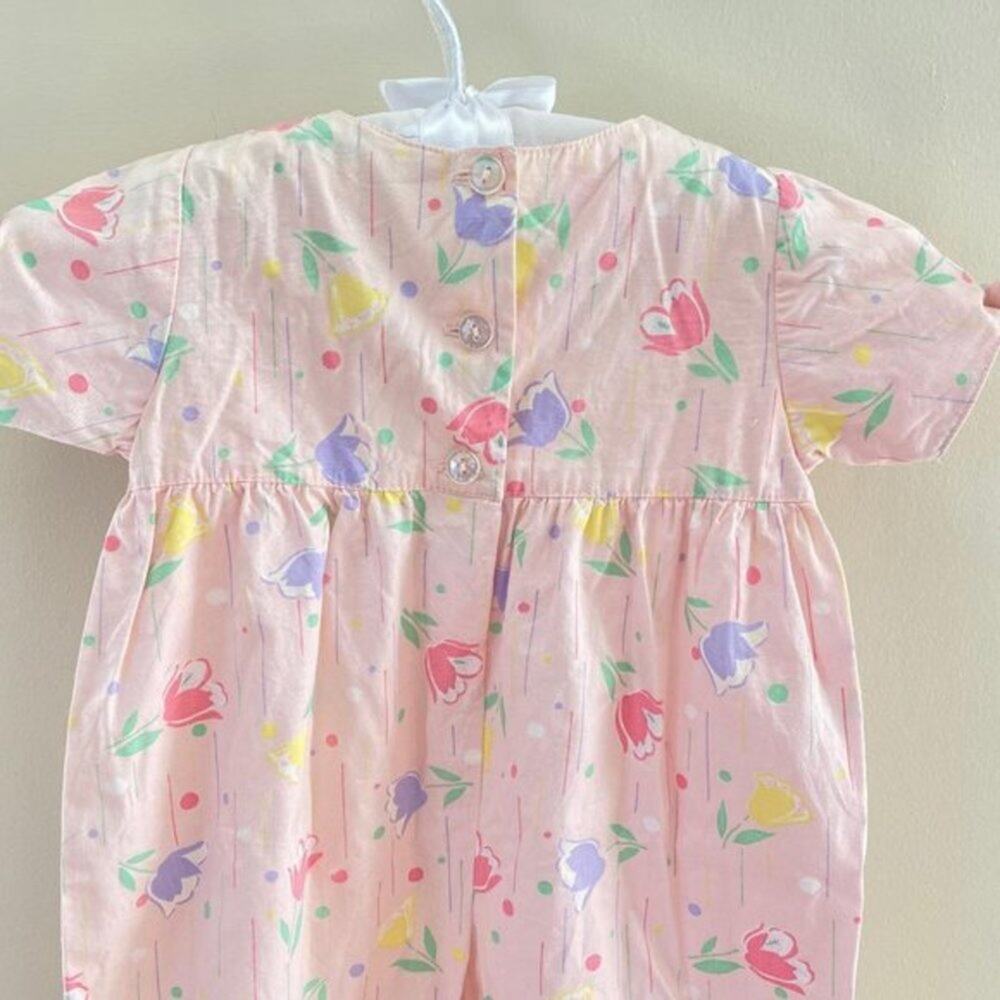 Vintage Mine Alone Pink Floral Jumpsuit 3-6 Months - Picture 8 of 10